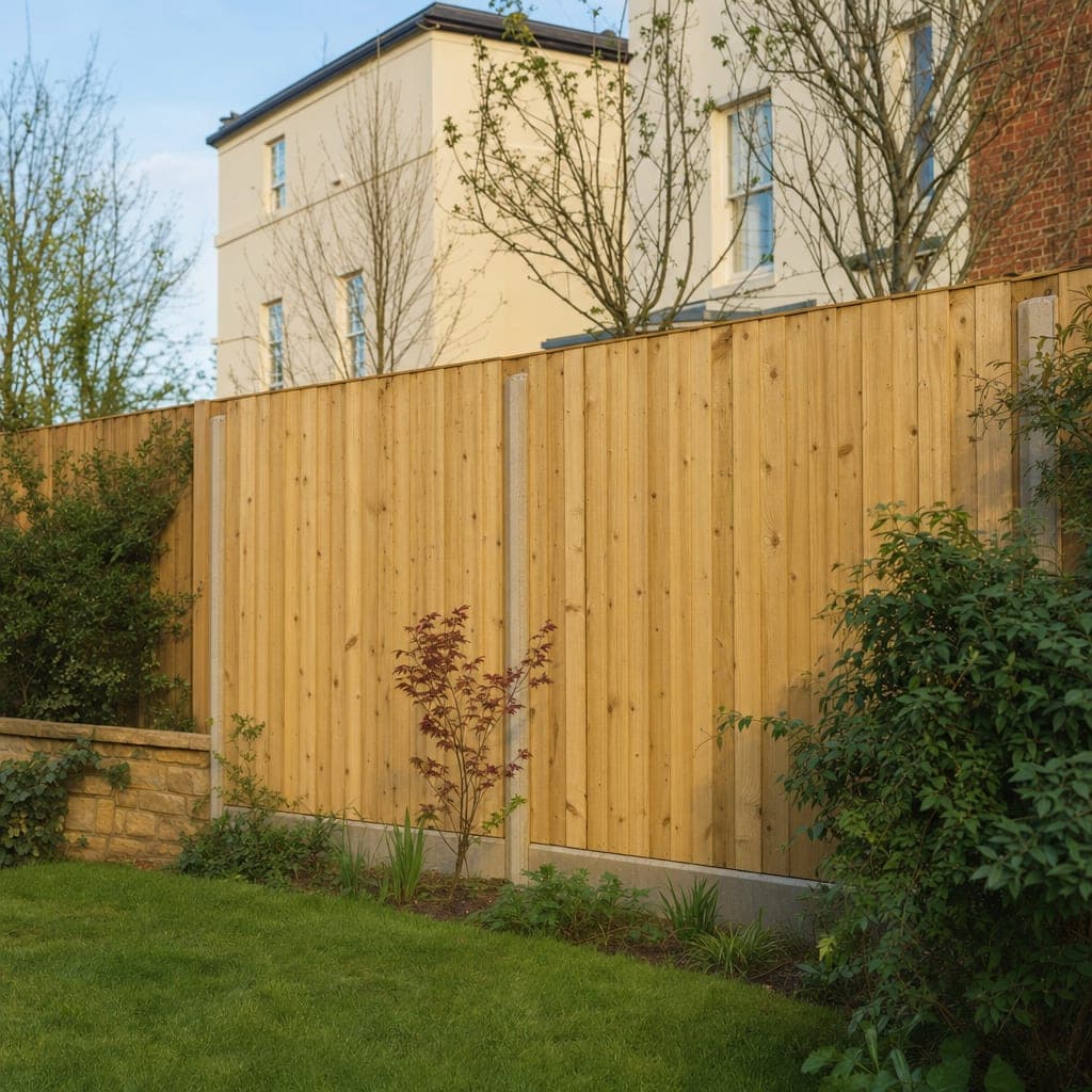 New closeboard fence on concrete posts and gravel boards in a Cheltenham garden